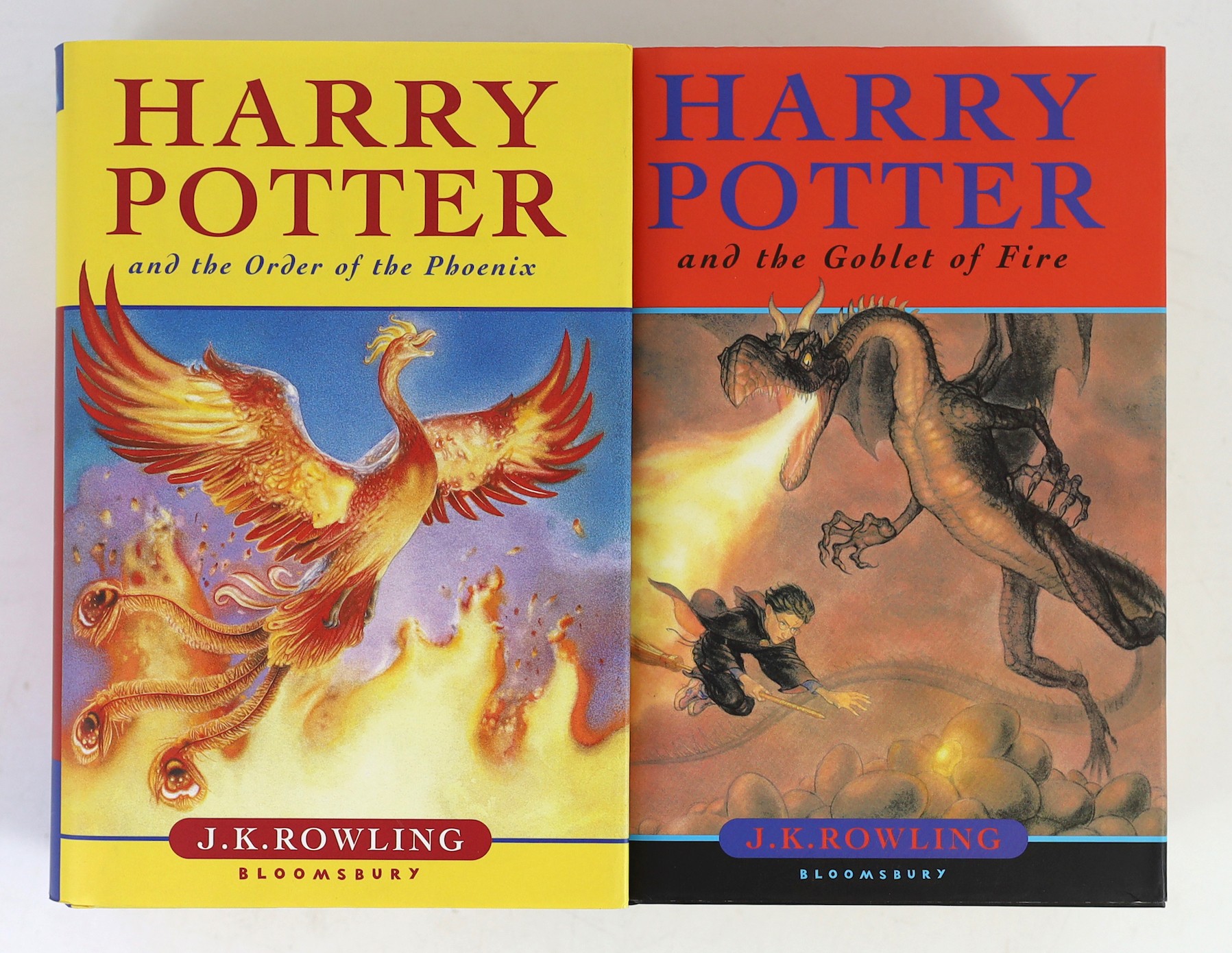 Rowling, J.K - 5 Harry Potter works - Chamber of Secrets, 1st deluke edition, 1st printing, Bloomsbury, 1999; Prisoner of Azkaban, 1st deluxe edition, 2nd printing, Bloomsbury, 1999; Philosopher’s Stone, 1st deluxe editi